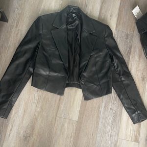 Zara leather cropped blazer